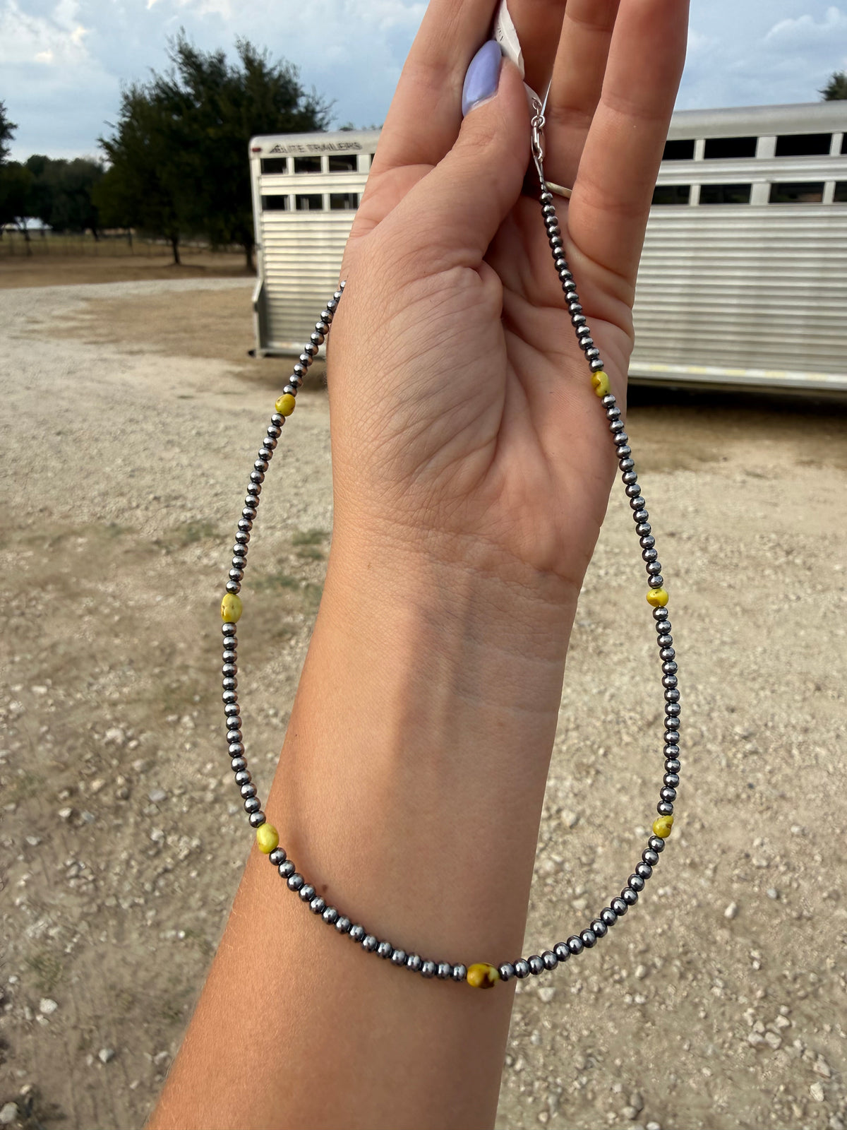 Palomino Turquoise Necklace – Sterling Silver Pearls