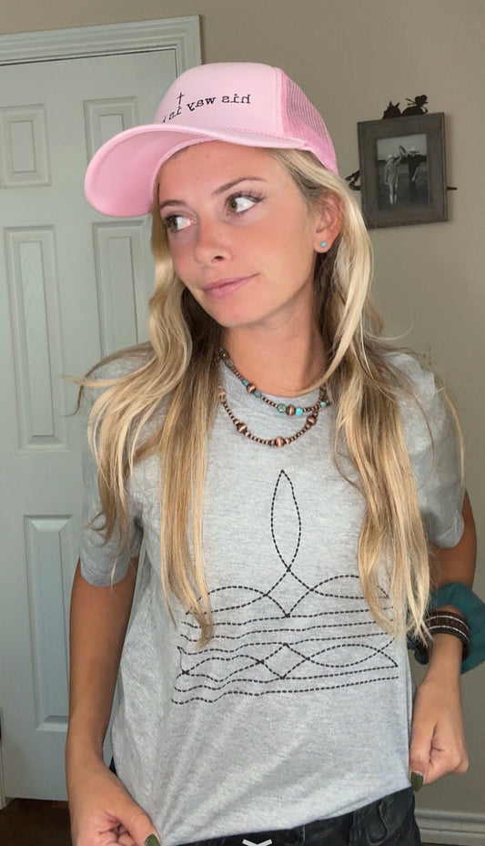 Grey Boot Stitch Short Sleeve Tshirt