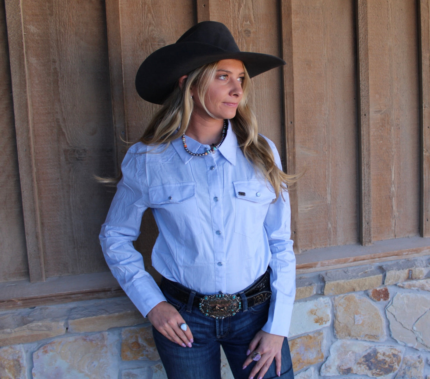 A Lavender Long Sleeve Button Down Top- Lucky & Blessed