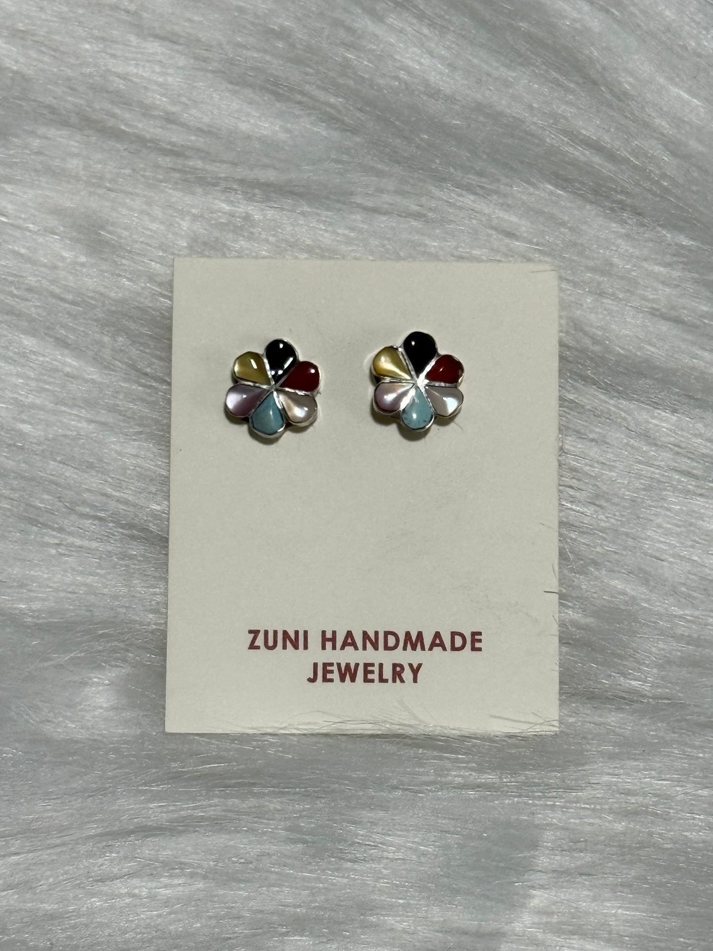 Raymond Bobelu Zuni handmade earrings