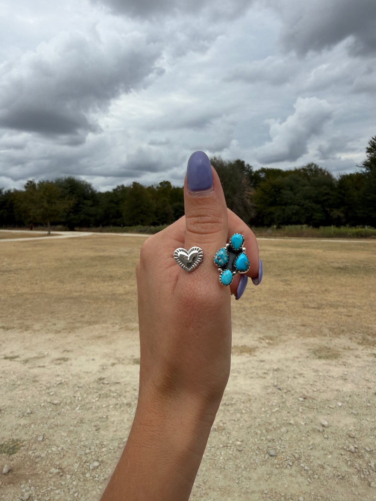 Blue Bird Heart Ring- Adjustable