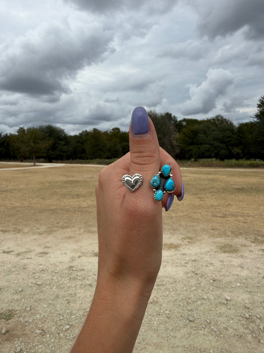 Blue Bird Heart Ring- Adjustable