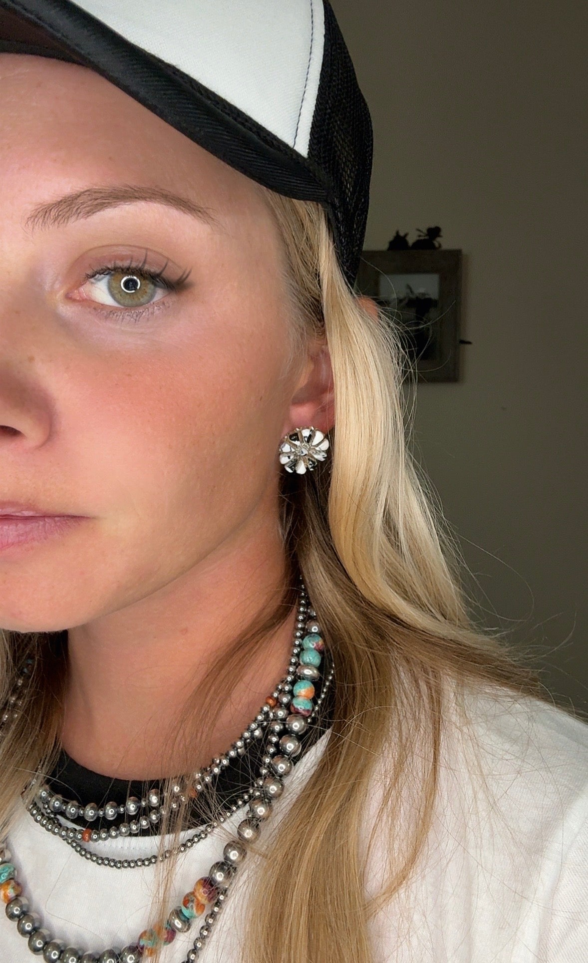 White buffalo cluster earrings