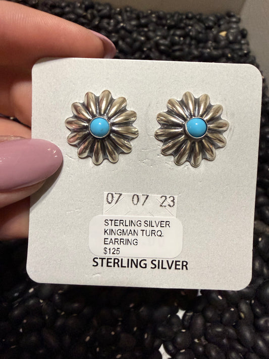 Sterling Silver Kingman Turquoise Earrings