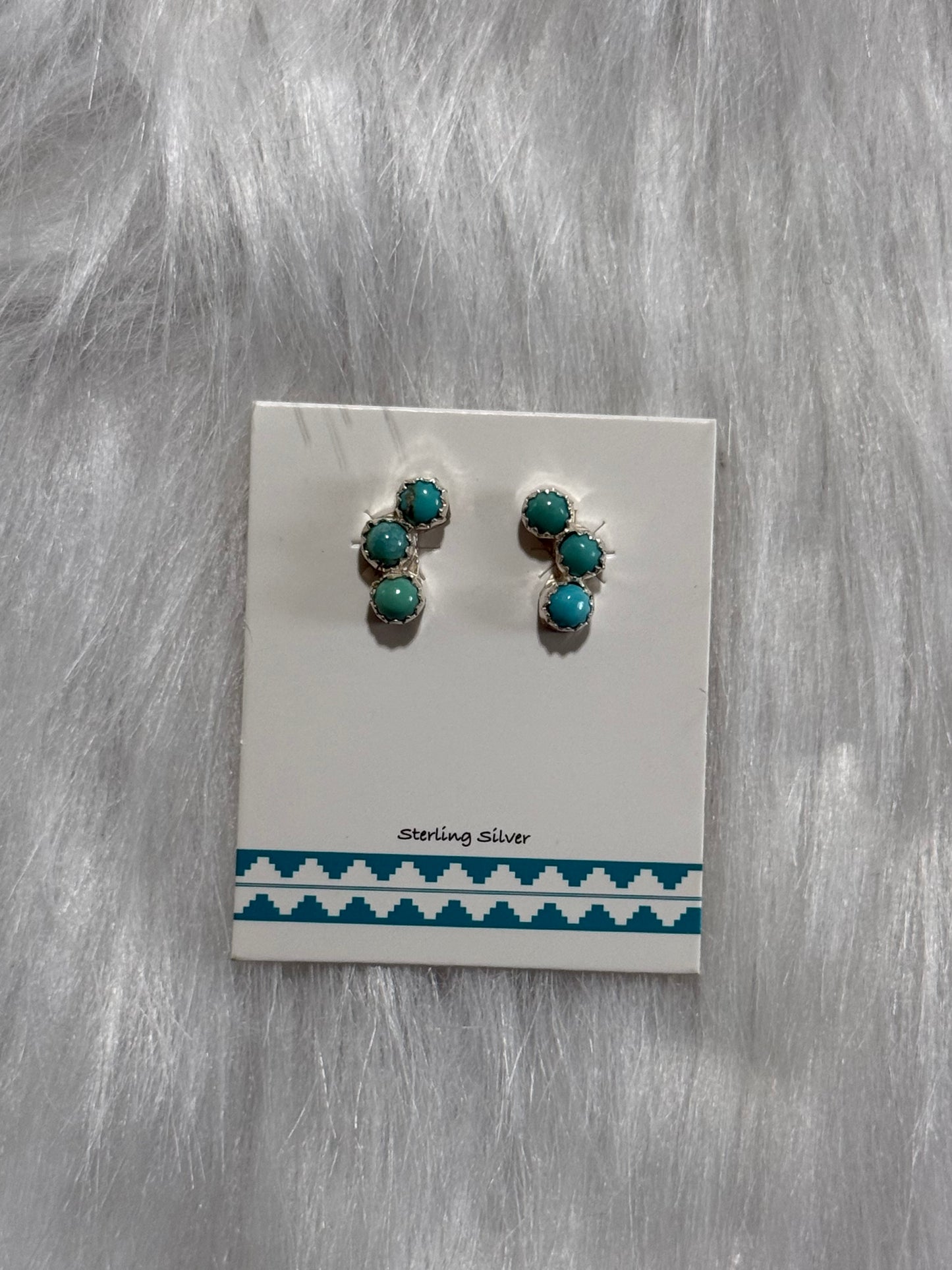 Zuni handmade Kingman turquoise earrings- Janice Spencer
