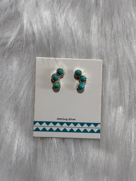 Zuni handmade Kingman turquoise earrings- Janice Spencer