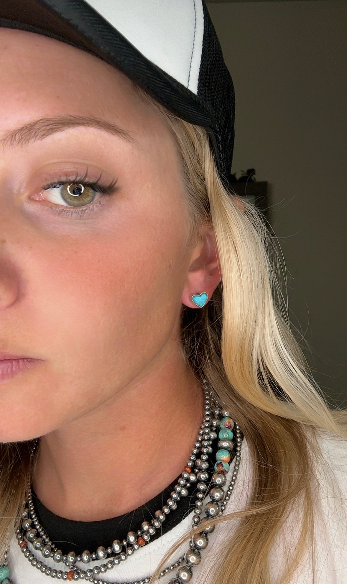 Navajo handmade Kingman turquoise earrings- Larson Chee
