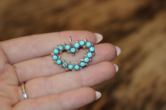 Zuni handmade Kingman Turquoise Pendant- Joanne Cheama