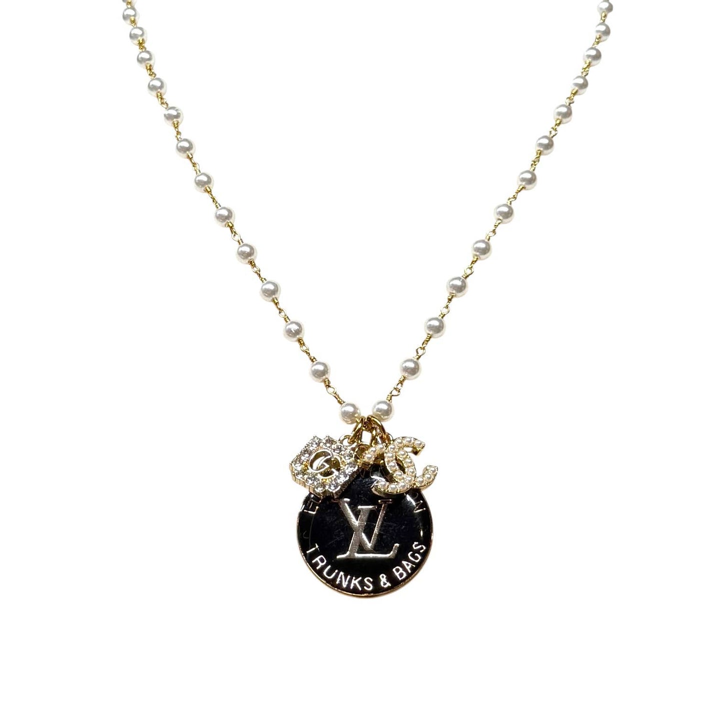 LV Vintage Pearl Rhinestone Necklace